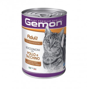 GEMON Cat chunkies Adult  ar vistu/tītaru 415 g